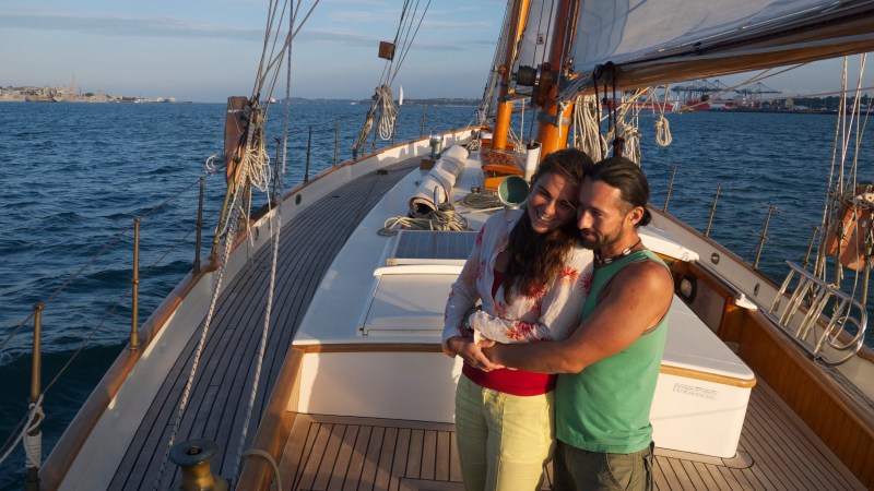 2 couple having a photoshoot on the boat